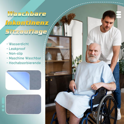 GRUENERDE Set of 4 Washable Incontinence Seat Covers Waterproof Chair Cover Highly Absorbent Durable Chair Pad for Armchairs Chairs Wheelchairs 54x56cm Grey