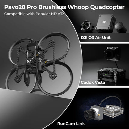 BETAFPV Pavo20 Pro Brushless Whoop Quadcopter 2.2inch Cinewhoop with HD Digital Bracket, LAVA 1104 7200KV Motor GF2218 3-B Prop Compatible for DJI O3/Caddx Vista/Runcam Link for FPV Freestyle Shooting