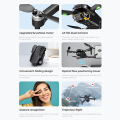 BuyWeek Drone with Dual Camera, H16 Mini Foldable RC Quadcopter Optical Flow Hover Flip Headless Mode Gravity Sensing One Button Takeoff and Landing Drones Toy