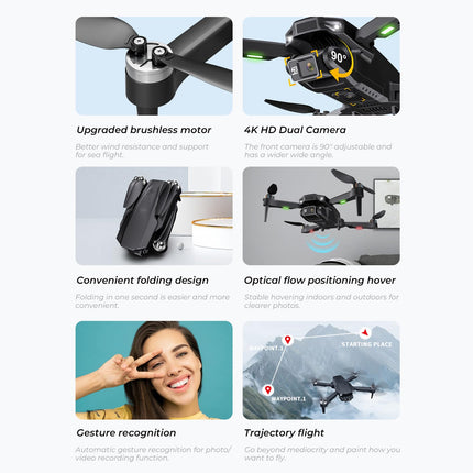 Drones with 4K UHD Cameras for Adults and Kids, Foldable RC Quadcopter Toy with Battery, Carrying Case, One-Button Takeoff/Landing, Altitude Hold, Headless Mode, 360 Degrees