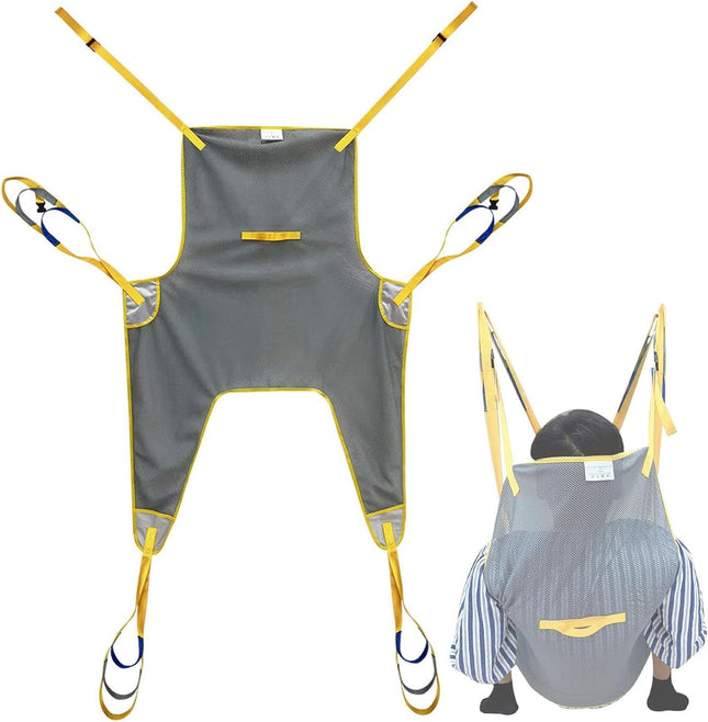 FloAPa Patient Lift Transfer Belt Patient Lift Split Leg Sling with 6 Adjustable Straps Reusable Aids Patient Lifting Sling for Elderly People, Gray
