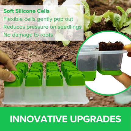 KAHEIGN 6Pcs Growing Kit Indoor Greenhouse Propagator, 72 Cells Reusable Seedling Propagation Trays Robust Plant Seed Growing Set, Seedling Starter Trays with Lid Ventilation