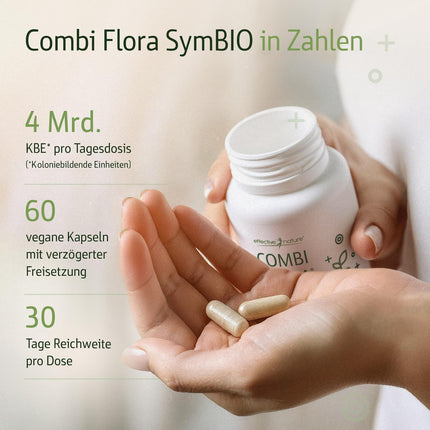 Combi Flora SymBIO - Probiotic with 13 bacterial strains + acacia fiber - 60 vegan capsules - Delayed release - High dosage