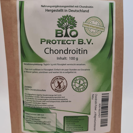 Chondroitin powder 100g in a sachet - introductory price - 100% free of fillers and additives - premium quality chondroitin sulfate from Bio Protect BV, always without magnesium stearates