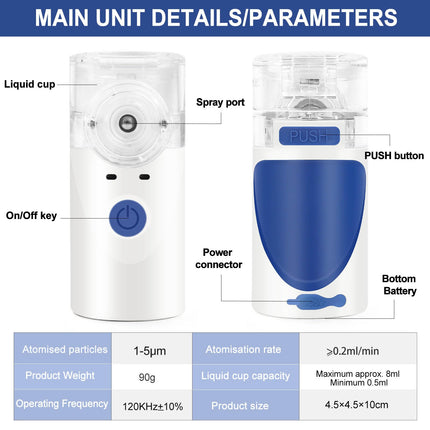 Inhaler, Inhaler with self-cleaning function, Inhaler for adults and children, Efficient atomization, Efficient atomization for home and travel use