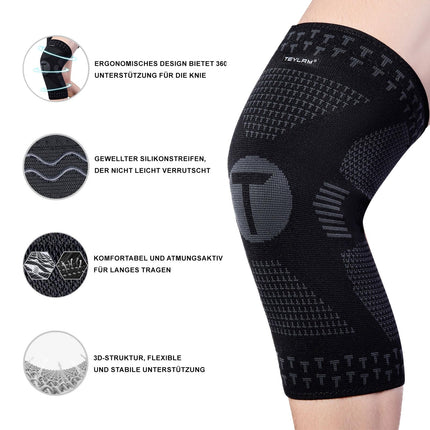 Teylam knee brace for men/women, set of 2, medical knee pads for meniscus tear, arthritis, ACL, compression knee bandage for basketball, volleyball, yoga, running, right and left leg wearable