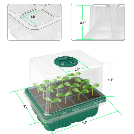 Indoor greenhouse growing box, 2 pieces mini greenhouse growing set with raised lid, seedling starter with plant lights with full spectrum, trays greenhouse growing tray for plant
