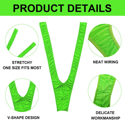FUIPVGI 2 Pieces Borat Mankini Men's High Cut Briefs Swimsuit Thong String V Shape Party Costume Bikini for Men, One Size