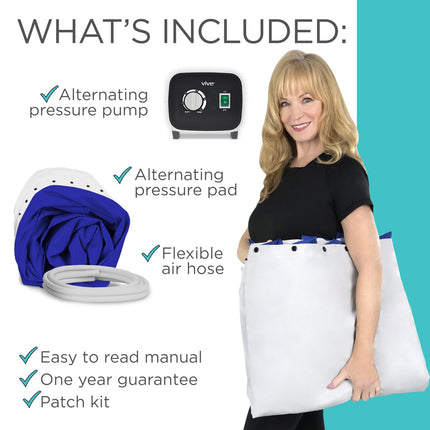 Vive alternating pressure mattress, 12.7 cm, air mattress, mattress for bedsores and ulcers, treatment of bedridden patients, inflatable, quiet alternative cover, suitable for hospital bed, including electric