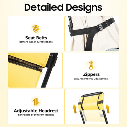 Manual Stairlift Chair, Portable Folding Stair Chair, Adjustable Folding Evacuation Chair with 4 Wheels, Load Capacity 350.53 lbs, Aluminum Stairlift Chair for Elderly, Yellow