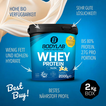 Bodylab24 Whey Protein Powder, Vanilla, 2kg