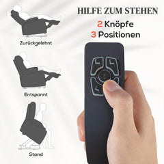 HOMCOM TV Chair with Stand-Up Aid, Electric Adjustable, Recliner Chair with Reclining Function, TV Chair with Remote Control, 2 Side Pockets and Footrest, USB Port, Dark Grey