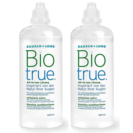 Bausch + Lomb Biotrue All-in-One Solution - Contact Lens Cleaner and Storage Solution for Soft Contact Lenses, 2-pack, 2 x 300 ml