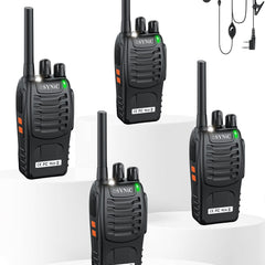 eSynic Walkie-Talkies 4 Pack Long Range 2-Way Radio with 4 Original Earpieces with 16 Channel Single Band for Survival Training and Other Activities