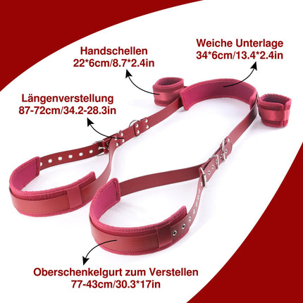 Sex Toys for Couples Extremely Hard BDSM Bondage - Open Leg Restraints Handcuffs for Sex Games, Sex Toys Bondage Set Restraint Set Beginners (Red)