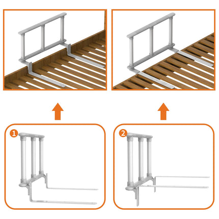 Heuffe bed rail fall protection for seniors, bed grab bar, standing aid for older adults, safety bed railing, height-adjustable bed guard rail, nursing bed for the disabled (three-bar railing)
