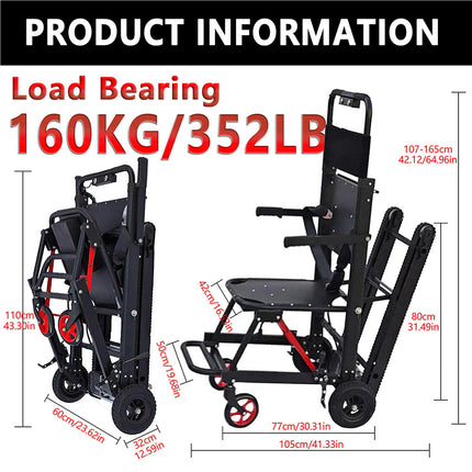 XZLZMYP Yellow, Crawler Stair Climber Portable Foldable Electric Stairlift Wheelchair Manual Stair Climbing Wheelchair For Elderly Patients Can Go Up And Down Stairs