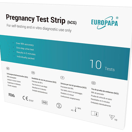 EUROPAPA® Healthcare 10 Ultra-Sensitive Pregnancy Test - Early Pregnancy Test - Pregnancy Test - Early Pregnancy Test (10 Pieces)