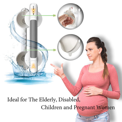 LORESJOY Shower Handle Suction Cup, MAX 110KG Removable Grab Bar with Suction Cup, Grab Bar Shower without Drilling, Grab Bars for Seniors, Bathtub Handle without Drilling