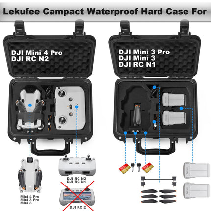 LEKUFEE Small Waterproof Hard Case for DJI Mini 4 Pro Drone and DJI Mini 4 Drone Accessories (Case Only) (Not for DJI RC 2)