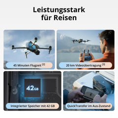 DJI Air 3S (RC-N3), drone with 4K camera, dual-camera drone with 1" CMOS wide-angle camera, 4K/60fps HDR video and 14 stops of dynamic range, 45 min maximum flight time, 20 km video transmission