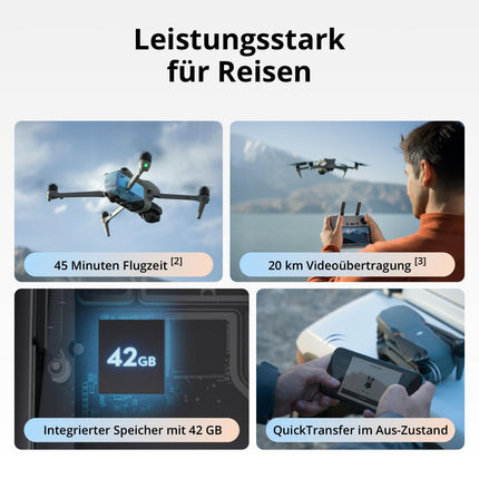 DJI Air 3S (RC-N3), drone with 4K camera, dual-camera drone with 1" CMOS wide-angle camera, 4K/60fps HDR video and 14 stops of dynamic range, 45 min maximum flight time, 20 km video transmission