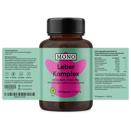 MONO Liver Complex – 120 vegan capsules with silymarin, choline and zinc