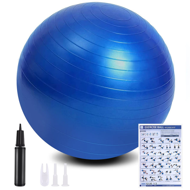 flintronic Exercise Ball, 65 cm Ultra-Thick Anti-Explosion Yoga Ball with Inflatable Foot Pump, Robust Maximum Load Fitness Ball for Sports Fitness, Yoga, Pilates