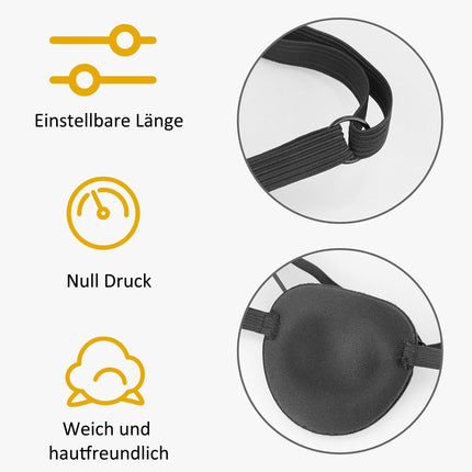 Diffaxy 2 Pack Eye Patch for Adults, Single Eye Mask with Adjustable Buckle, Concave 3D Design, Pirate Eye Patch for Amblyopia, Strabismus Left and Right Eye
