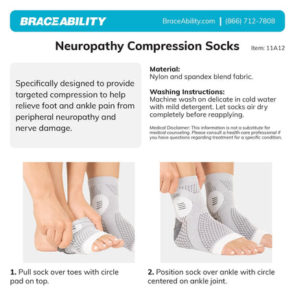 BraceAbility Neuropathy Socks with Peripheral Neuritis Compression Diabetic Toeless Foot Sleeves for Nerve Damage Pain Feet, Ankle Gout, Plantar Fasciitis Relief for Men and Women (M)