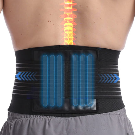 Paskyee Lower Back Support Belt for Men and Women with 6 Bars - Back Brace for Scoliosis &amp; Sciatica Pain Relief