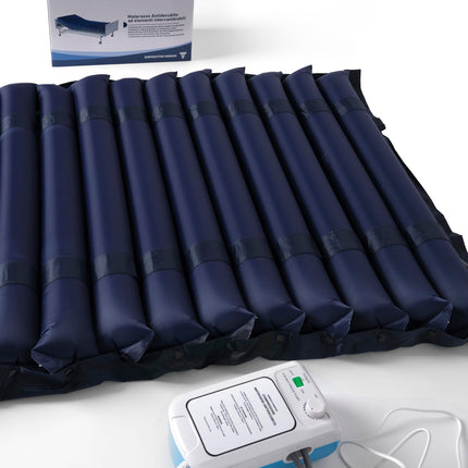Anti-decubitus mattress with alternative air strips, replaceable strips, compressor included, CE marking, medical PVC, prevents and treats pressure ulcers