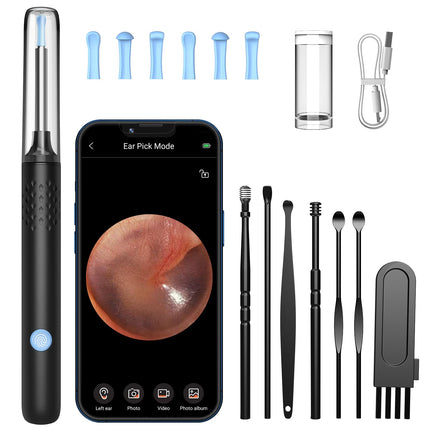 Earwax Remover Otoscope, LMECHN 1080P HD Otoscope, WiFi Ear Cleaner with Camera, Otoscope with 6 LEDs, IP67 Waterproof Otoscope Ear, for iPhone, Android, iPad, Black