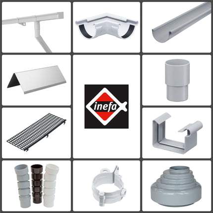 INEFA fascia board holder, gutter holder box-shaped NW68 / 68mm 1 piece, grey gutter holder made of PVC-U plastic for box gutters, Made in Germany