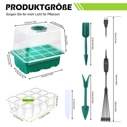 MaxAwe Indoor Greenhouse Propagator with Timing Controller and Seedling Heat Mat, 6 Pack Mini Greenhouse Propagator with 8LED Light, Seedling Starter Trays, Greenhouse Propagator for Plants