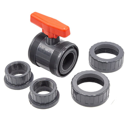 PVC ball valve with internal thread I 1 1/2" x 1 1/2" I Screw connection for connectors with external thread I 2-way shut-off valve I PVC pipe connector I Ball valve for pool and pond construction I bm038