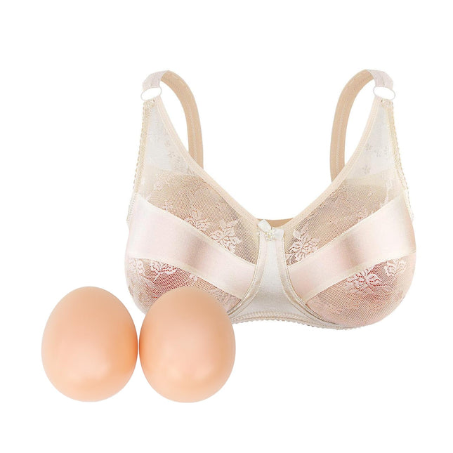 ONEFENG Crossdresser Bra Set with Breast Forms,Realistic Silicone Breasts for Men Crossdressing Transgender Cosplay Bra
