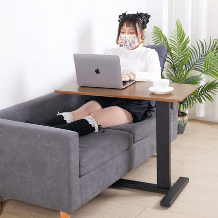 FATIVO Side Table with Wheels, Height-Adjustable, Bedside Table on Wheels, Table for Bed, Wooden Nursing Table, Hospital Table, Computer Table, Laptop Table, Sofa Table for Living Room, Bedroom, 80x40x90cm, Brown