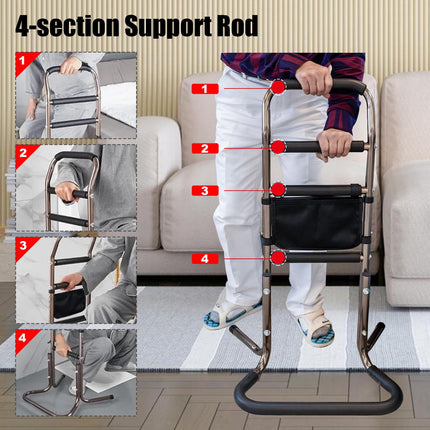 Elderly standing aid, standing aid, standing and sitting aid, adjustable height standing aid, mobile standing aid with storage bag and 4 handles, suitable for elderly and disabled people