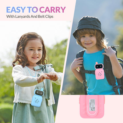 Walkie Talkie Kids 2pcs, Walkie Talkie Rechargeable with Li-ion Battery, Two-Way Radio Set Long Range 1 KMs 2-Way Radio Toddler Toy for 3-12 Year Old Indoor Outdoor Games (Pink+Blue)