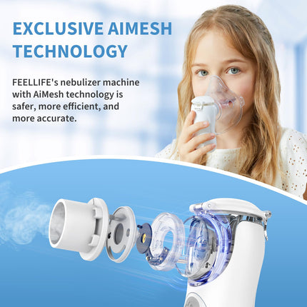 FEELLIFE Inhaler for Children and Babies, Inhaler for Adults and Children, Nebulizer Inhaler for Children, Nebulizer Inhaler Quieter Under 25 dB, Portable Inhaler Effective for Respiratory Diseases