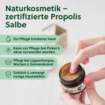 beegut Propolis ointment for natural skin care and protection, high-quality propolis cream, certified natural cosmetics from the Allgäu region, sustainably packaged
