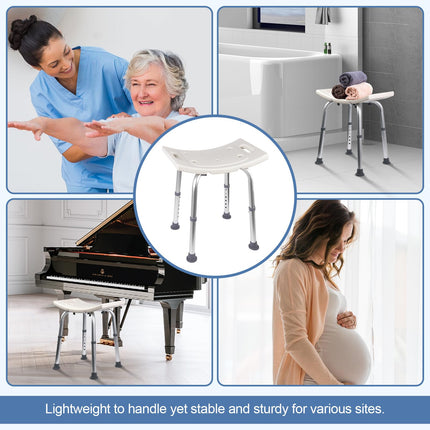 Ez2care Shower Stool, Height-Adjustable Shower Chair for Seniors, Non-Slip Bath Stool, Safe Aluminum Shower Seat, Lightweight Shower Aid for Bathtubs, 136KG Load Capacity