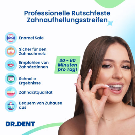 DRDENT Professional Teeth Whitening Strips 21 Applications - Enamel Safe - No Sensitivity - Professional Teeth Whitening Strips - 42 Strips + Mouth Opener Included