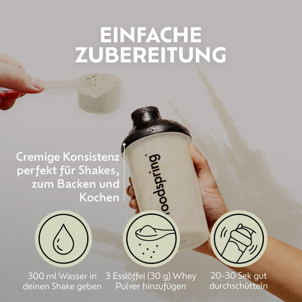 foodspring - Whey Protein Powder Vanilla – With 23g of protein for muscle building, perfect solubility, ultrafiltered, rich in BCAAs &amp; EAAs – full-bodied &amp; delicious taste (750g)