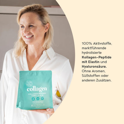 Collagen Powder [2x 400g] | Premium Collagen Hydrolysate | Peptides Types 1, 2 &amp; 3 | High-Dose Collagen Powder with Hyaluronic Acid and Elastin | Tasteless | Made in Germany | Alpha Foods