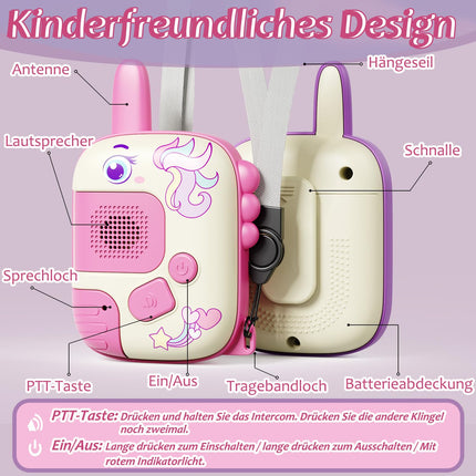 2PCS Walkie Talkies Children, Unicorn Gifts for Girls Toys from 3 4 5 6 Years Gifts Girls Outdoor Games for Children Walkie Talkie Children's Toys Christmas Gift Ideas Unicorn Toys