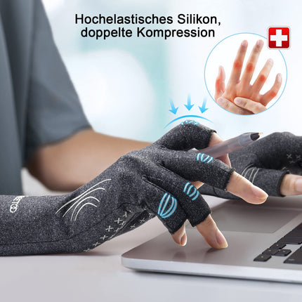 FREETOO Arthritis Gloves, Compression Gloves for Rheumatoid &amp; Osteoarthritis, Arthrosis Gloves, Fingerless Gloves Relieve Pain from Rheumatism, RSI, Carpal Tunnel, Joint Pain M