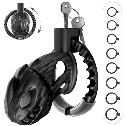 PRONFANS Penis Cage Sex Toys Chastity Cage Men 8 Sizes in 1, Chastity Cage Men's Sex Toys for Couples Men Sex Toys Invisible Lock, Sex Toyset for Man Chastity Belt Black
