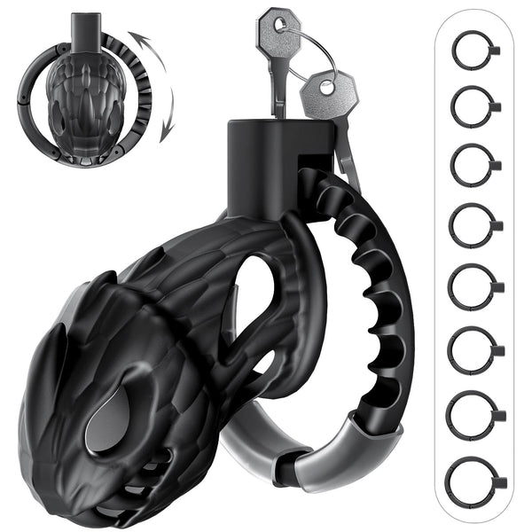 PRONFANS Penis Cage Sex Toys Chastity Cage Men 8 Sizes in 1, Chastity Cage Men's Sex Toys for Couples Men Sex Toys Invisible Lock, Sex Toyset for Man Chastity Belt Black